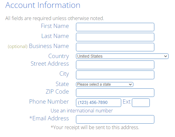 Submitting account information
