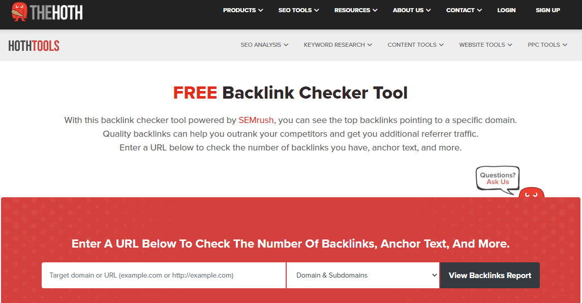 The Hoth's backlink checker